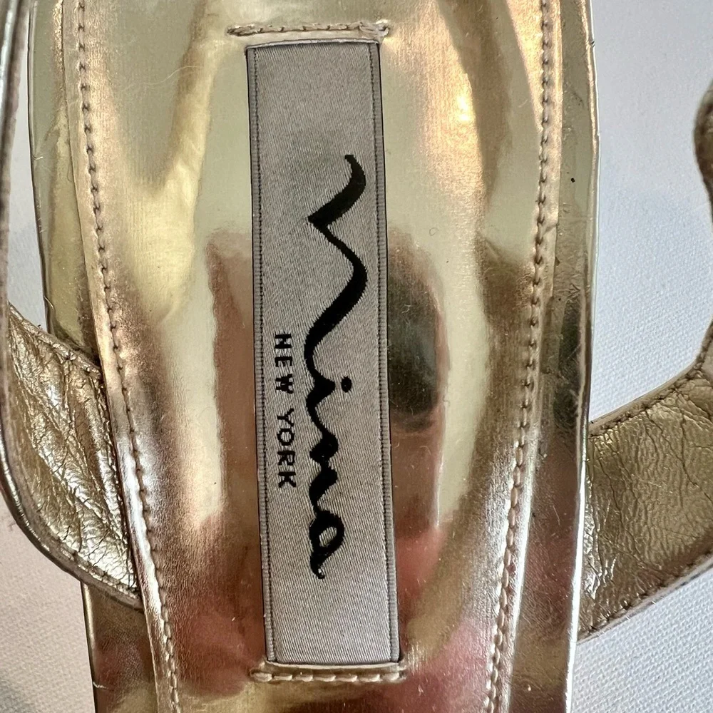 Nina Women’s Leather Slingback Gold Silver Heels  Size 9.5 - Picture 6 of 10